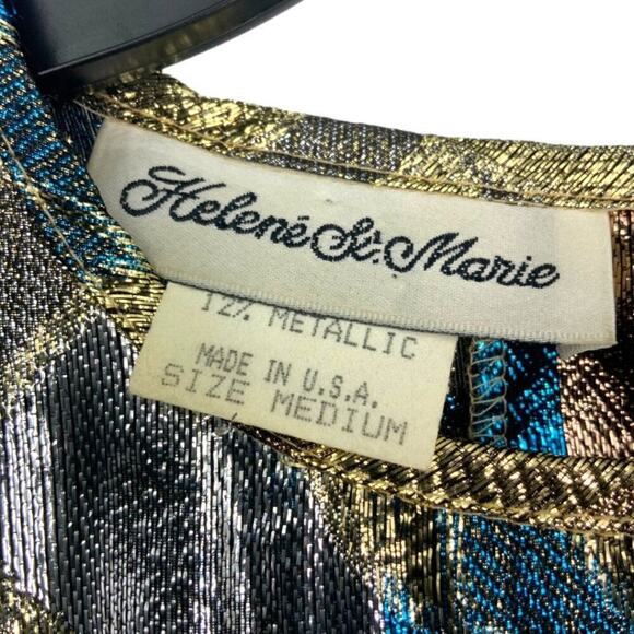 Helene St. Marie Vintage Metallic Short Sleeve Top Size Medium - Picture 3 of 7